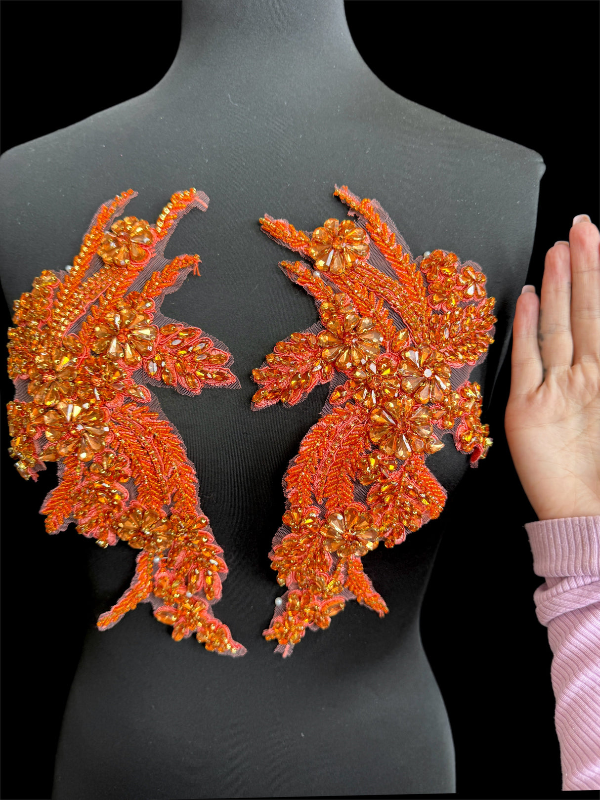 Orange Rhinestone Applique