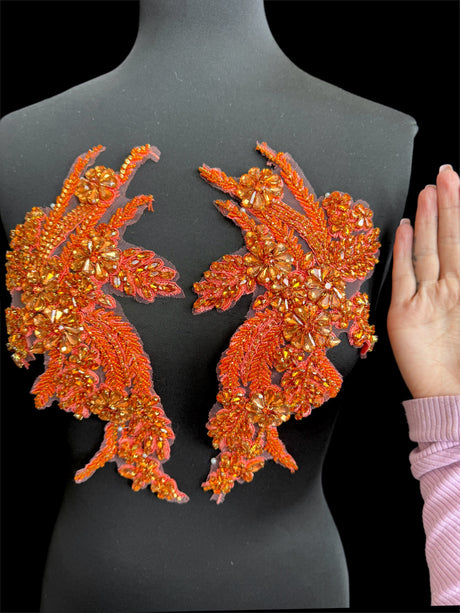 Orange Rhinestone Applique