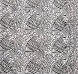 Hibiscus Traditional Polynesian Tattoo Poly Cotton Fabric - Hibiscus Tattoo Pattern, 45" Width, 65% Polyester 35% Cotton (1 Yard)