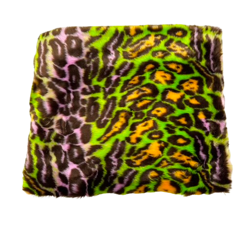 Faux Fur Fabric Multicolor Rainbow Leopard Print
