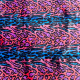 Faux Fur Fabric Multicolor Rainbow Leopard Print