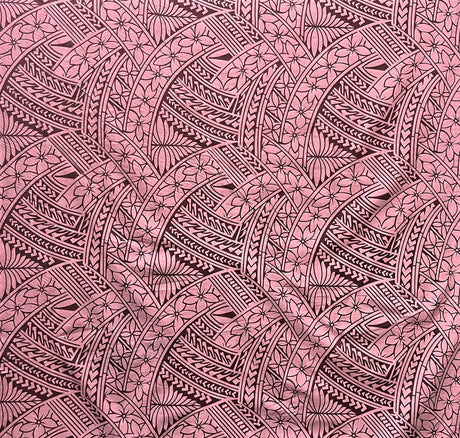 Poly Cotton Hibiscus Traditional Polynesian Tattoo Fabric