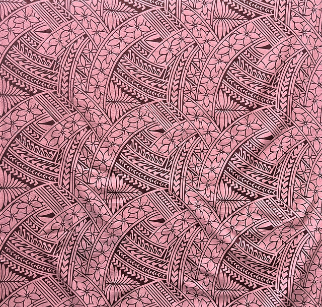 Poly Cotton Hibiscus Traditional Polynesian Tattoo Fabric