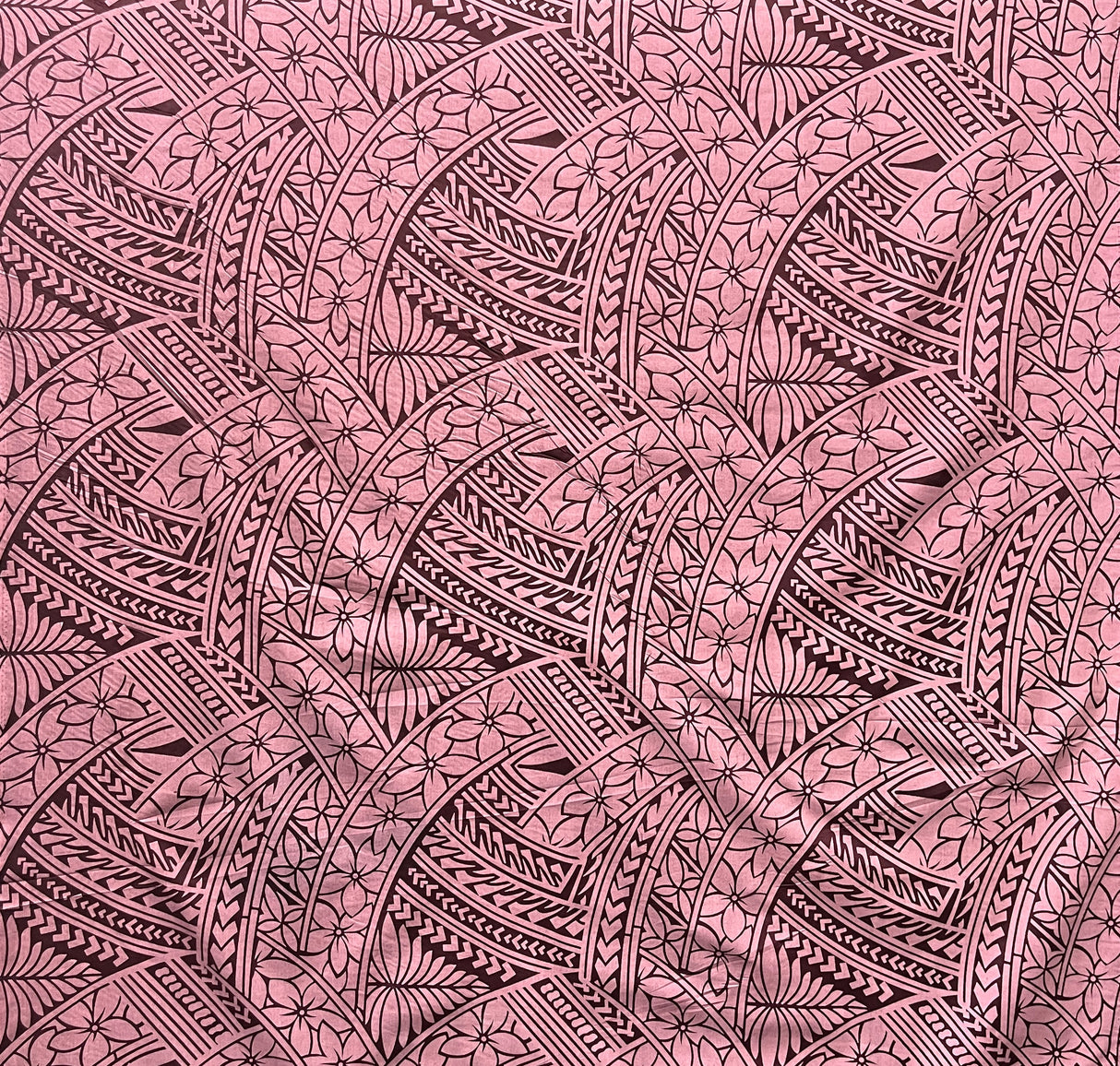 Hibiscus Traditional Polynesian Tattoo Poly Cotton Fabric - Hibiscus Tattoo Pattern, 45" Width, 65% Polyester 35% Cotton (1 Yard)