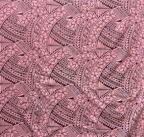 Hibiscus Traditional Polynesian Tattoo Poly Cotton Fabric - Hibiscus Tattoo Pattern, 45" Width, 65% Polyester 35% Cotton (1 Yard)