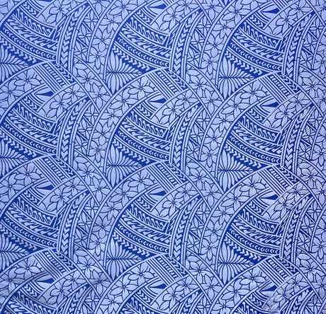 Hibiscus Traditional Polynesian Tattoo Poly Cotton Fabric - Hibiscus Tattoo Pattern, 45" Width, 65% Polyester 35% Cotton (1 Yard)