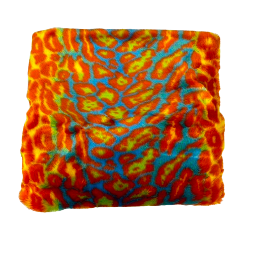 Faux Fur Fabric Multicolor Rainbow Leopard Print