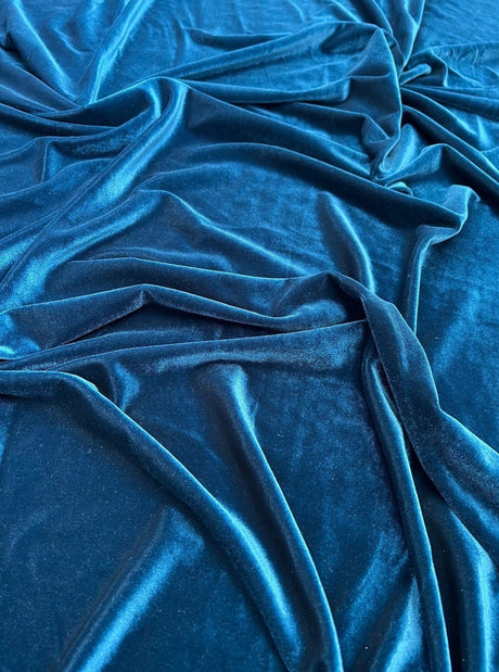 Stretch Velvet Teal Blue