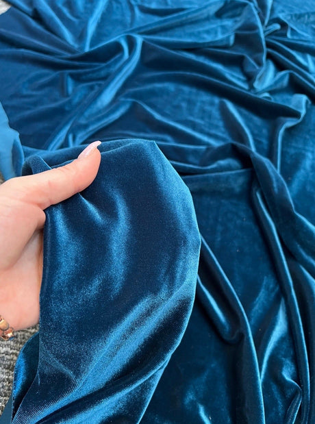 Stretch Velvet Teal Blue