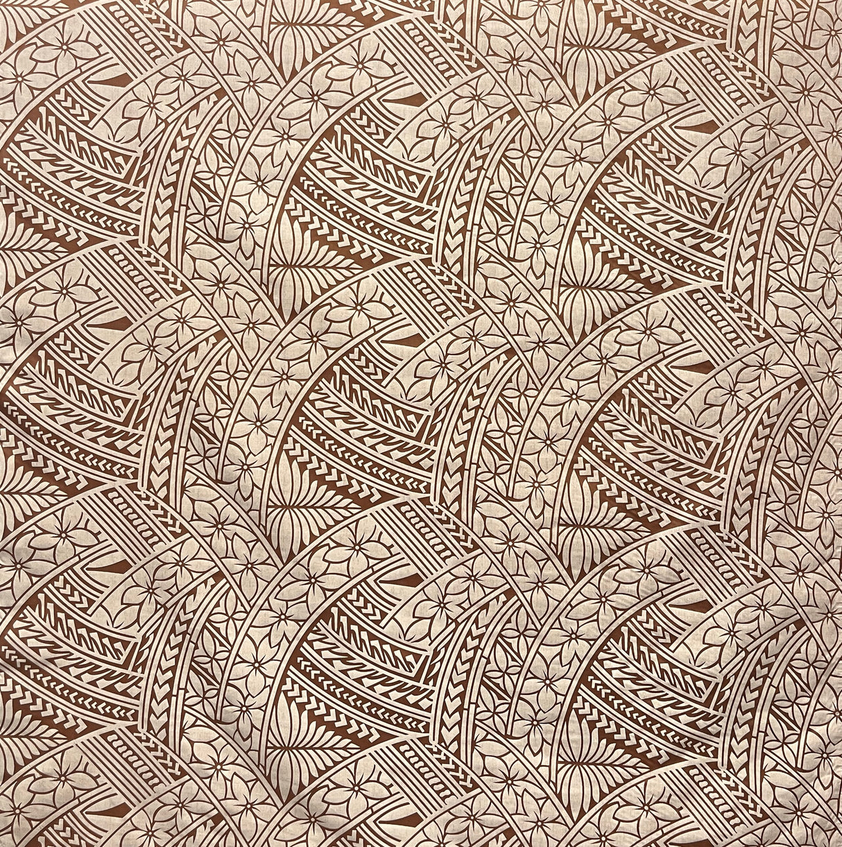 Hibiscus Traditional Polynesian Tattoo Poly Cotton Fabric - Hibiscus Tattoo Pattern, 45" Width, 65% Polyester 35% Cotton (1 Yard)