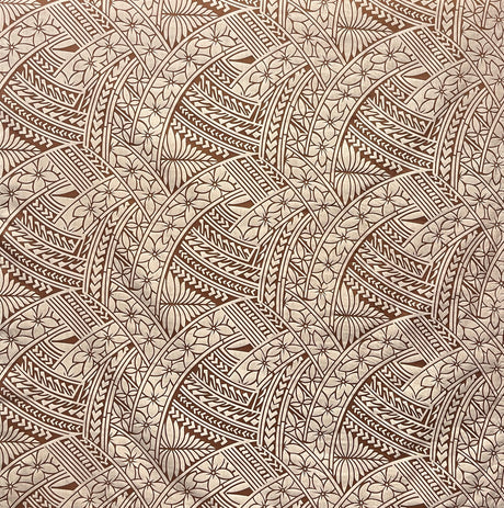Hibiscus Traditional Polynesian Tattoo Poly Cotton Fabric - Hibiscus Tattoo Pattern, 45" Width, 65% Polyester 35% Cotton (1 Yard)