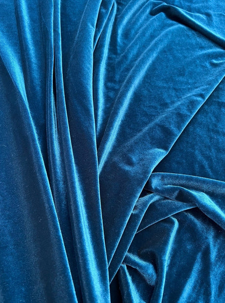 Stretch Velvet Teal Blue