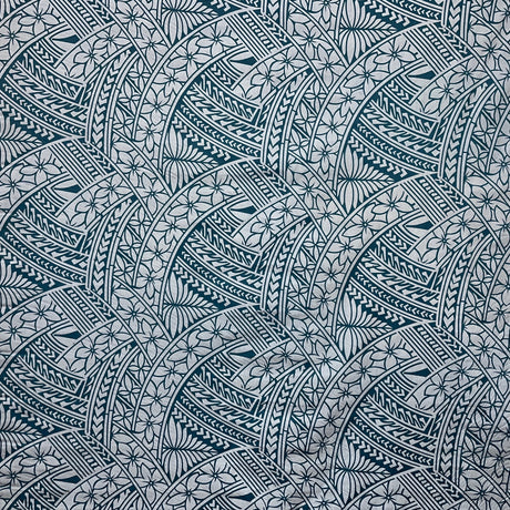 Hibiscus Traditional Polynesian Tattoo Poly Cotton Fabric - Hibiscus Tattoo Pattern, 45" Width, 65% Polyester 35% Cotton (1 Yard)