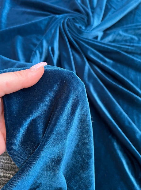Stretch Velvet Teal Blue