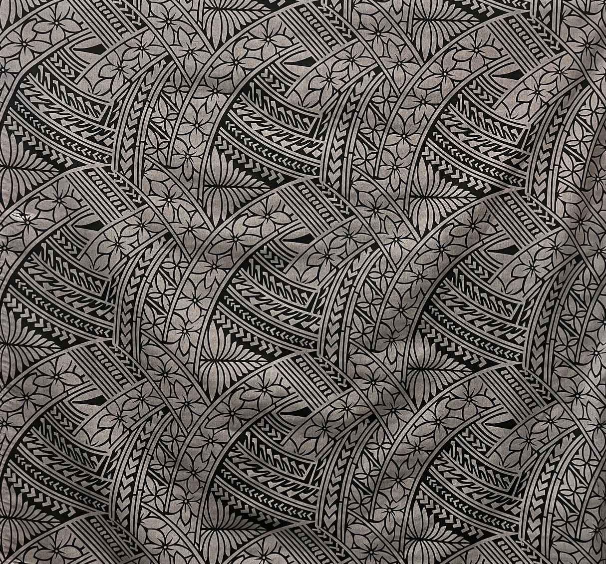 Poly Cotton Hibiscus Traditional Polynesian Tattoo Fabric