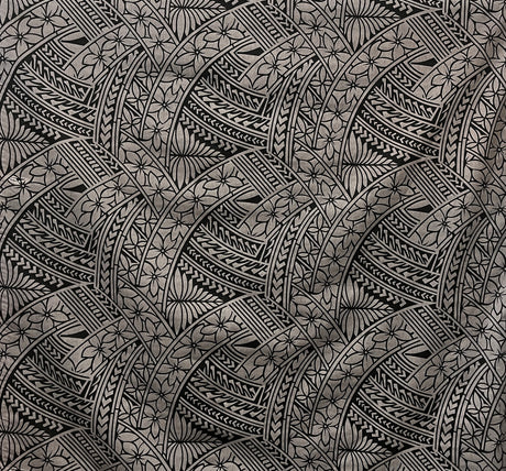 Poly Cotton Hibiscus Traditional Polynesian Tattoo Fabric