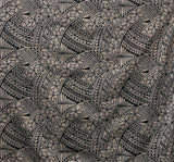 Hibiscus Traditional Polynesian Tattoo Poly Cotton Fabric - Hibiscus Tattoo Pattern, 45" Width, 65% Polyester 35% Cotton (1 Yard)