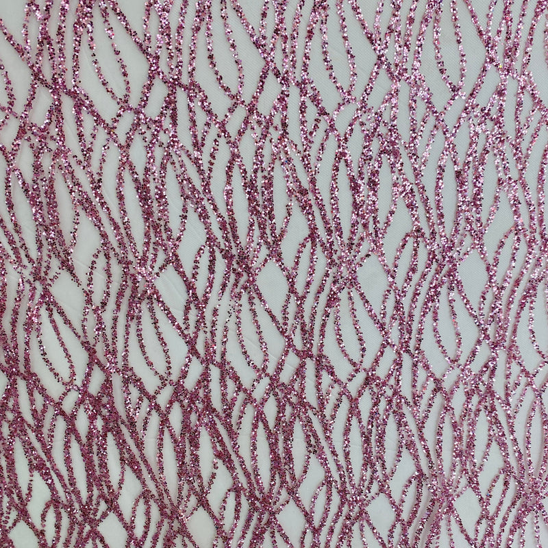 Pink Glitter Lace on Mesh