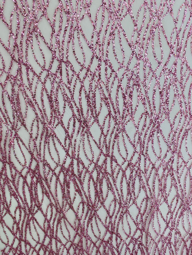 Pink Glitter Lace on Mesh
