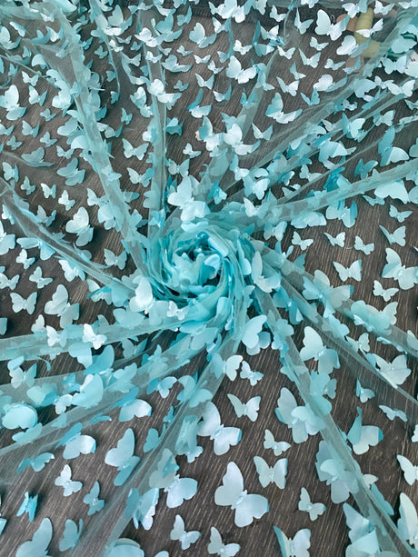 3D Turquoise Butterfly Lace