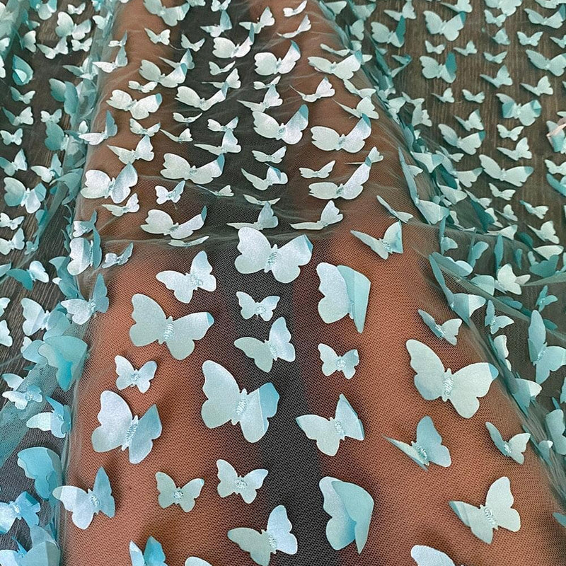 3D Turquoise Butterfly Lace