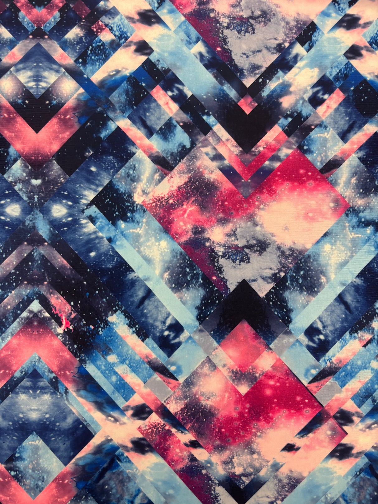 Geometric Galaxy Print Polyester Spandex Fabric - Multi Color Geometric Galaxy Print, 58"/60" Width (1 Yard)