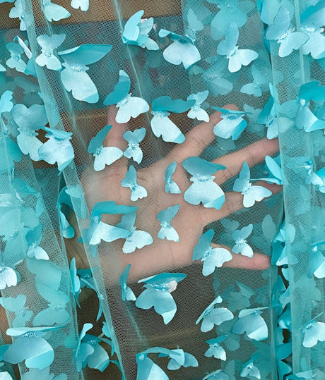 3D Turquoise Butterfly Lace