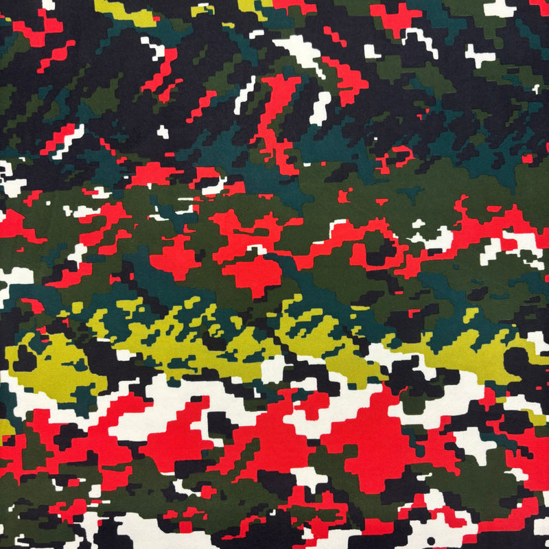 Pixelated Camouflage Print Polyester Spandex Fabric - Camouflage Print, 58"/60" Width (1 Yard)
