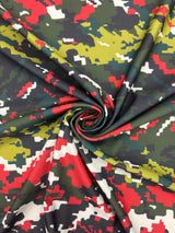 Pixelated Camouflage Print Polyester Spandex Fabric - Camouflage Print, 58"/60" Width (1 Yard)