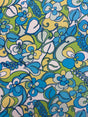 Blue Floral Print Polyester Spandex Fabric - Blue Floral Print, 58"/60" Width (1 Yard)