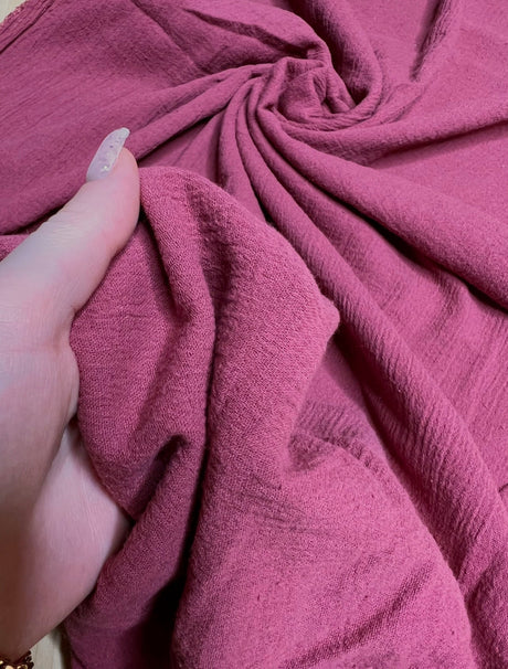 Cotton Gauze Mauve Crinkle