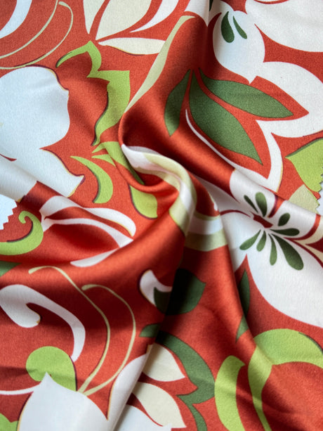 Printed Satin Rust Floral