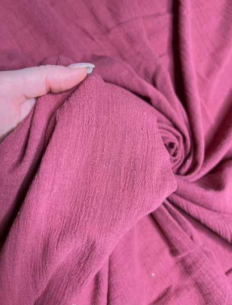 Cotton Gauze Mauve Crinkle