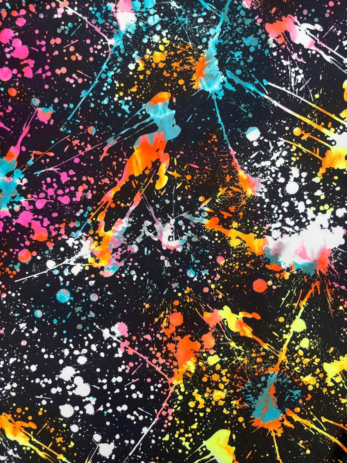 Paint Splatter Print Polyester Spandex Fabric - Multi Color Paint Splatter Print, 58"/60" Width (1 Yard)