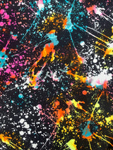 Paint Splatter Print Polyester Spandex Fabric - Multi Color Paint Splatter Print, 58"/60" Width (1 Yard)