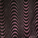 Glitter Stretch Velvet Fabric 60" Black Psychedelic Wave