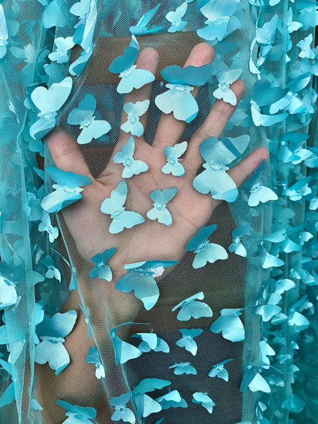 3D Turquoise Butterfly Lace