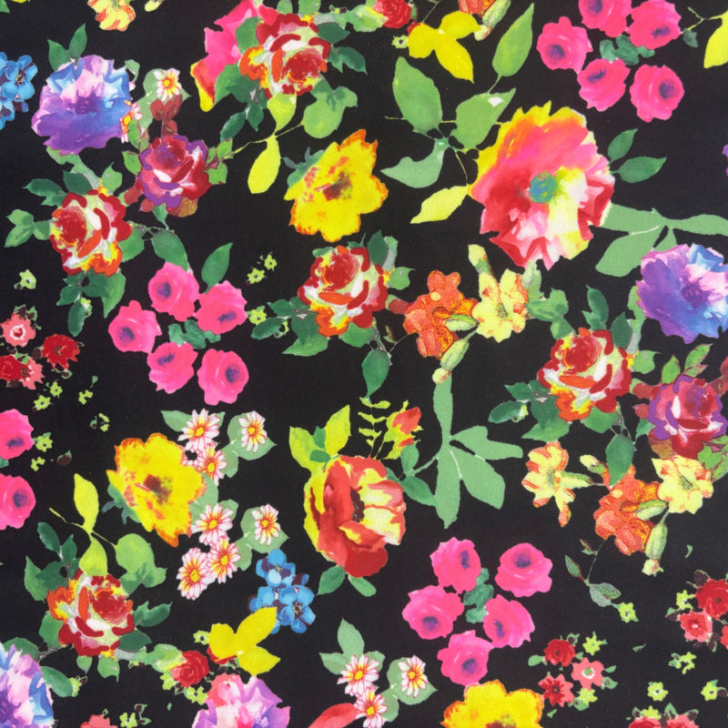 Floral Print Polyester Spandex Fabric - Floral Print, 58"/60" Width (1 Yard)