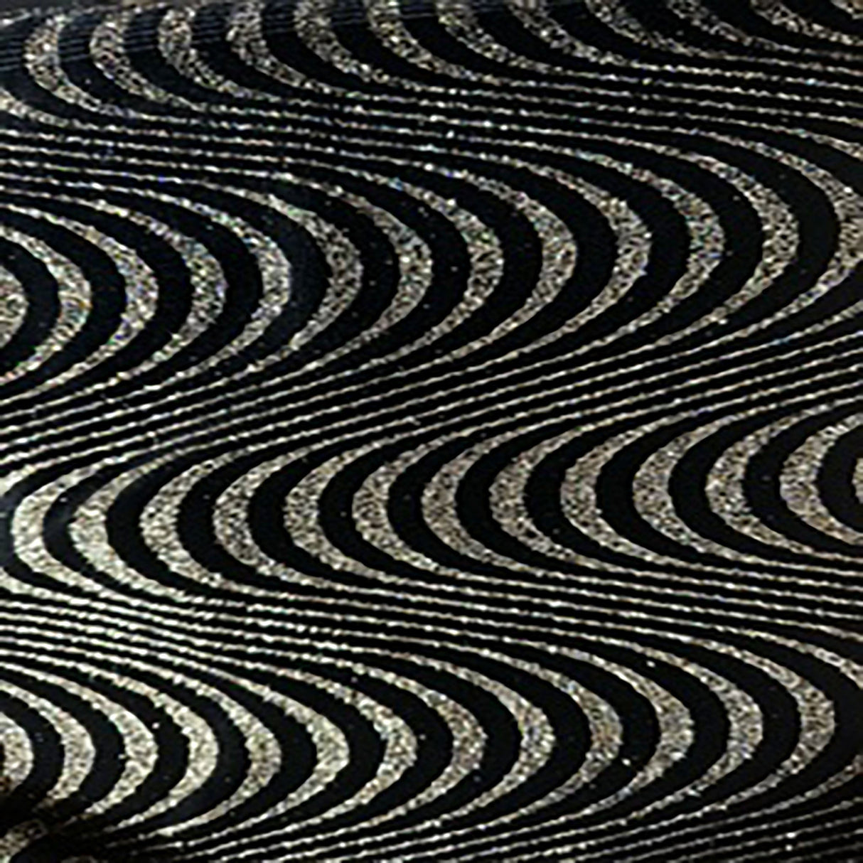 Glitter Stretch Velvet Fabric 60" Black Psychedelic Wave