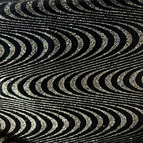 Glitter Stretch Velvet Fabric 60" Black Psychedelic Wave