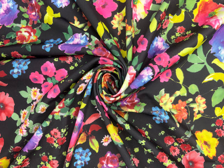 Floral Print Polyester Spandex Fabric - Floral Print, 58"/60" Width (1 Yard)