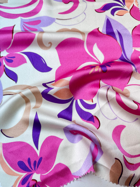 Printed Satin Ivory/Pink Floral