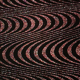 Glitter Stretch Velvet Fabric 60" Black Psychedelic Wave