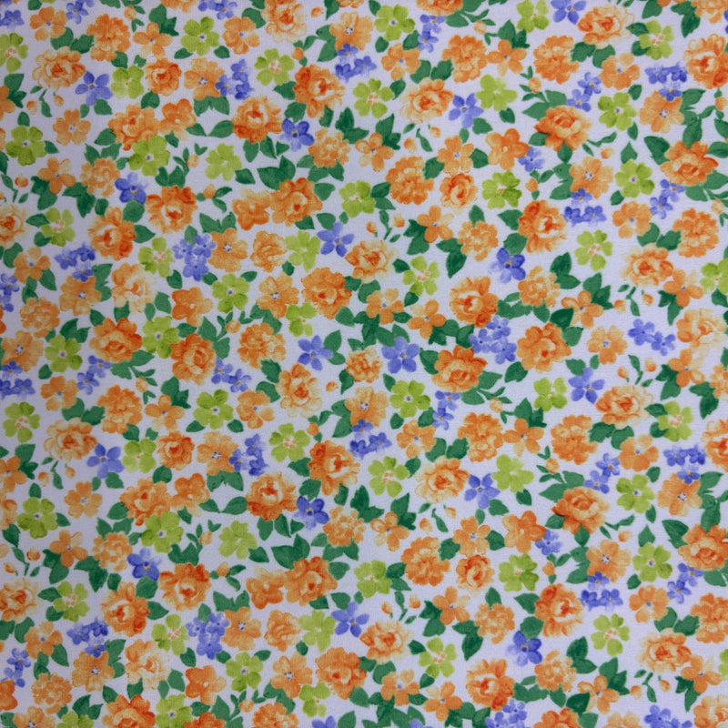 Floral Print Polyester Spandex Fabric - Floral Print, 58"/60" Width (1 Yard)