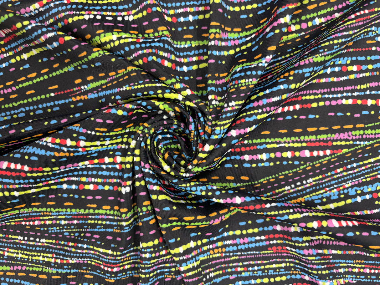 Abstract Line Print Polyester Spandex Fabric - Abstract Line Print, 58"/60" Width (1 Yard)