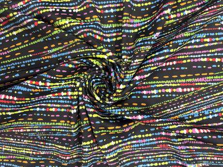 Abstract Line Print Polyester Spandex Fabric - Abstract Line Print, 58"/60" Width (1 Yard)