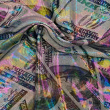 Hologram Mystique Money Print Polyester Nylon Spandex Fabric - Money Print, 60" Width (1 Yard)