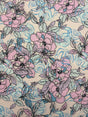 Blue And Pink Floral Print Polyester Spandex Fabric - Blue And Pink Floral Print, 58"/60" Width (1 Yard)