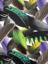 Bird Feather Print Polyester Spandex Fabric - Bird Feather Print, 58"/60" Width (1 Yard)