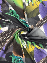 Bird Feather Print Polyester Spandex Fabric - Bird Feather Print, 58"/60" Width (1 Yard)